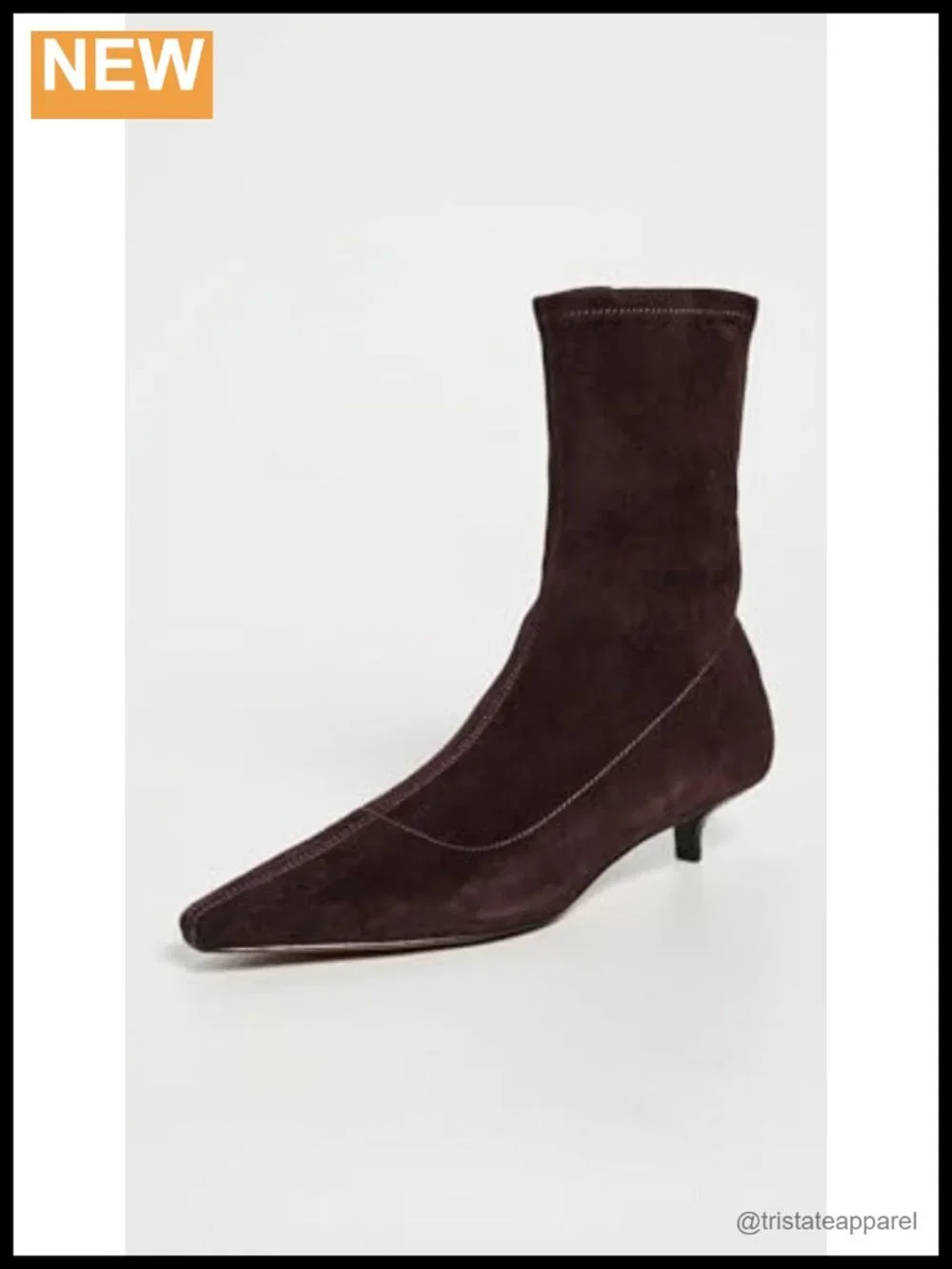 Suede Kitten Heel Ankle Boots Pointed Toe Zip Closure Leather Lining